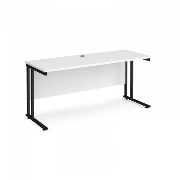 Straight Cantilever Desk | 1600w x 600d mm | White Top | Black Frame | Maestro 25