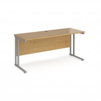 Straight Cantilever Desk | 1600w x 600d mm | Oak Top | Silver Frame | Maestro 25