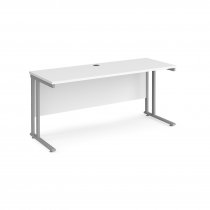 Straight Cantilever Desk | 1600w x 600d mm | White Top | Silver Frame | Maestro 25