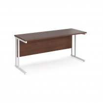 Straight Cantilever Desk | 1600w x 600d mm | Walnut Top | White Frame | Maestro 25