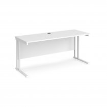 Straight Cantilever Desk | 1600w x 600d mm | White Top | White Frame | Maestro 25