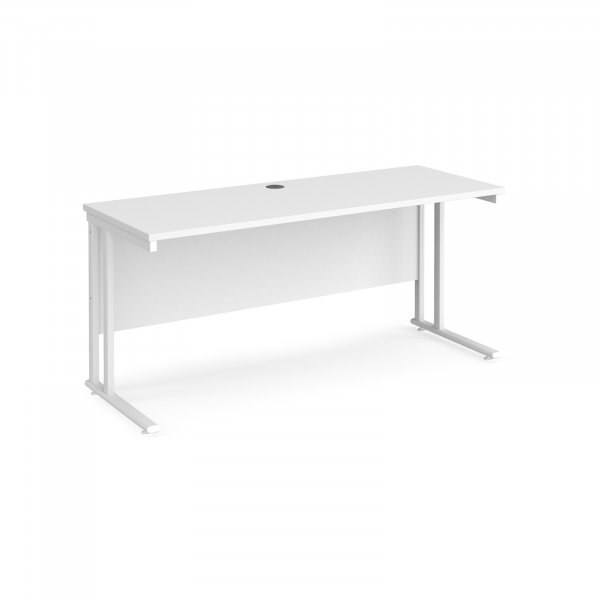 Straight Cantilever Desk | 1600w x 600d mm | White Top | White Frame | Maestro 25