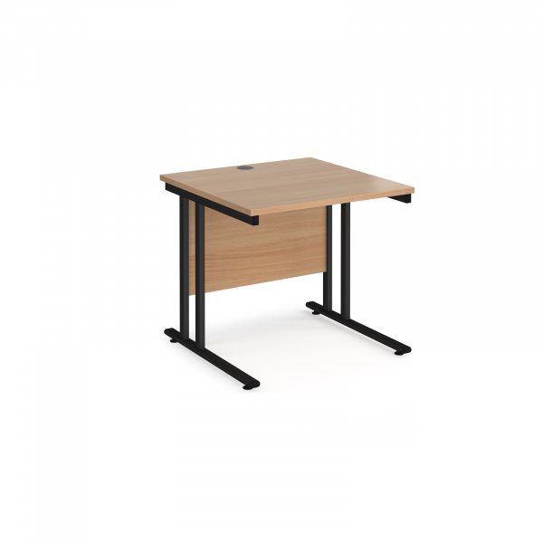 Straight Cantilever Desk | 800w x 800d mm | Beech Top | Black Frame | Maestro 25