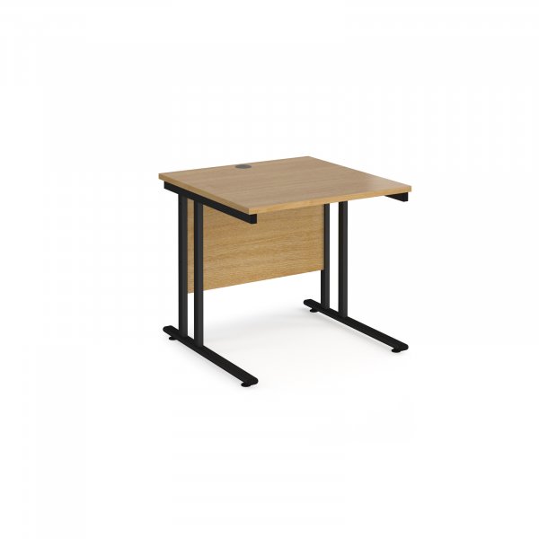 Straight Cantilever Desk | 800w x 800d mm | Oak Top | Black Frame | Maestro 25