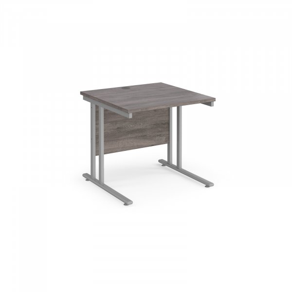 Straight Cantilever Desk | 800w x 800d mm | Grey Oak Top | Silver Frame | Maestro 25