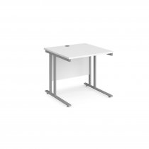 Straight Cantilever Desk | 800w x 800d mm | White Top | Silver Frame | Maestro 25