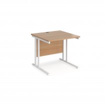 Straight Cantilever Desk | 800w x 800d mm | Beech Top | White Frame | Maestro 25