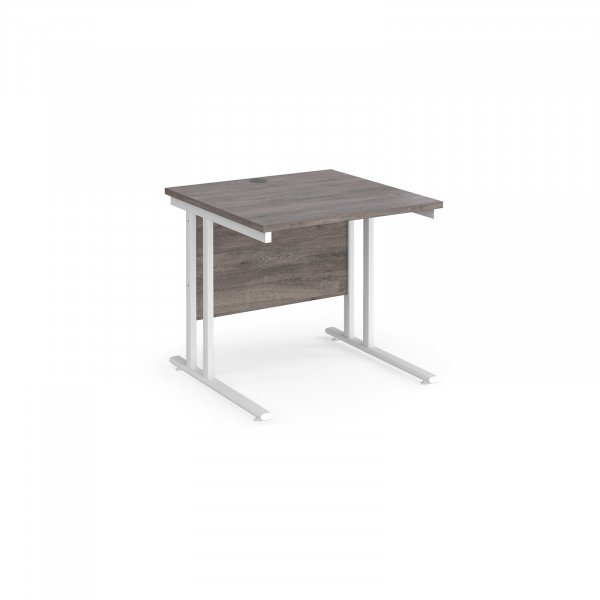 Straight Cantilever Desk | 800w x 800d mm | Grey Oak Top | White Frame | Maestro 25