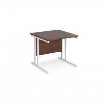 Straight Cantilever Desk | 800w x 800d mm | Walnut Top | White Frame | Maestro 25