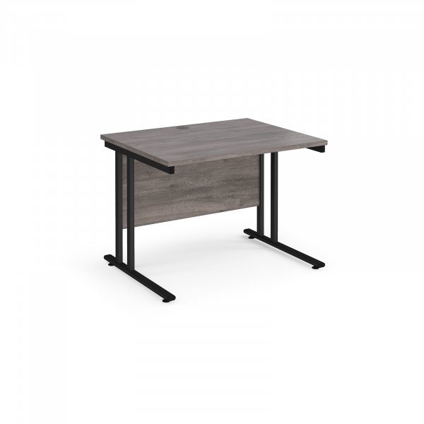 Straight Cantilever Desk | 1000w x 800d mm | Grey Oak Top | Black Frame | Maestro 25