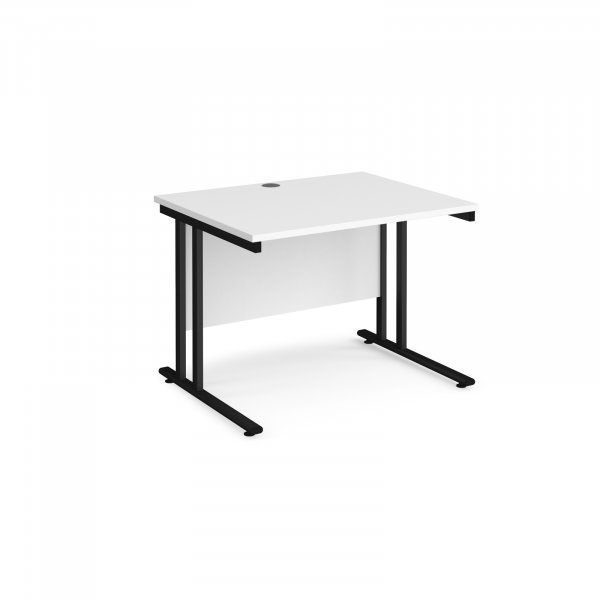 Straight Cantilever Desk | 1000w x 800d mm | White Top | Black Frame | Maestro 25