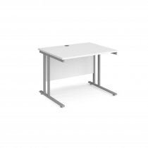 Straight Cantilever Desk | 1000w x 800d mm | White Top | Silver Frame | Maestro 25