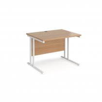 Straight Cantilever Desk | 1000w x 800d mm | Beech Top | White Frame | Maestro 25