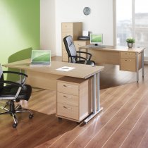 Straight Cantilever Desk | 1000w x 800d mm | Oak Top | White Frame | Maestro 25