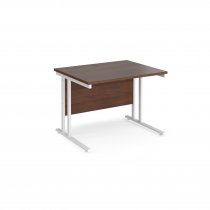 Straight Cantilever Desk | 1000w x 800d mm | Walnut Top | White Frame | Maestro 25