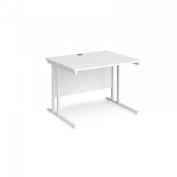 Straight Cantilever Desk | 1000w x 800d mm | White Top | White Frame | Maestro 25