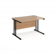 Straight Cantilever Desk | 1200w x 800d mm | Beech Top | Black Frame | Maestro 25