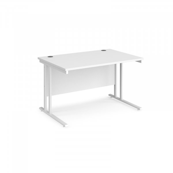 Straight Cantilever Desk | 1200w x 800d mm | White Top | White Frame | Maestro 25