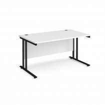 Straight Cantilever Desk | 1400w x 800d mm | White Top | Black Frame | Maestro 25