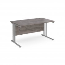 Straight Cantilever Desk | 1400w x 800d mm | Grey Oak Top | Silver Frame | Maestro 25