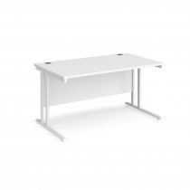 Straight Cantilever Desk | 1400w x 800d mm | White Top | White Frame | Maestro 25