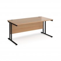 Straight Cantilever Desk | 1600w x 800d mm | Beech Top | Black Frame | Maestro 25