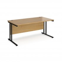 Straight Cantilever Desk | 1600w x 800d mm | Oak Top | Black Frame | Maestro 25