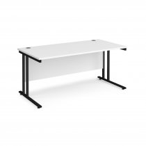 Straight Cantilever Desk | 1600w x 800d mm | White Top | Black Frame | Maestro 25