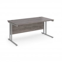 Straight Cantilever Desk | 1600w x 800d mm | Grey Oak Top | Silver Frame | Maestro 25