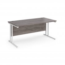 Straight Cantilever Desk | 1600w x 800d mm | Grey Oak Top | White Frame | Maestro 25