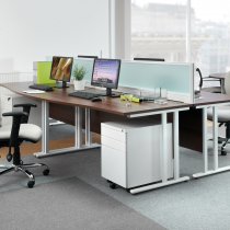 Straight Cantilever Desk | 1600w x 800d mm | Walnut Top | White Frame | Maestro 25