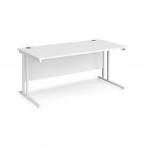 Straight Cantilever Desk | 1600w x 800d mm | White Top | White Frame | Maestro 25