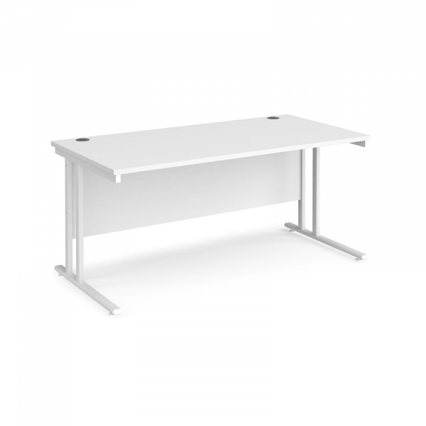 Straight Cantilever Desk | 1600w x 800d mm | White Top | White Frame | Maestro 25