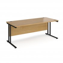 Straight Cantilever Desk | 1800w x 800d mm | Oak Top | Black Frame | Maestro 25