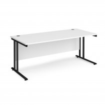 Straight Cantilever Desk | 1800w x 800d mm | White Top | Black Frame | Maestro 25