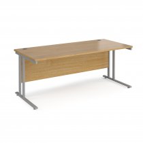 Straight Cantilever Desk | 1800w x 800d mm | Oak Top | Silver Frame | Maestro 25