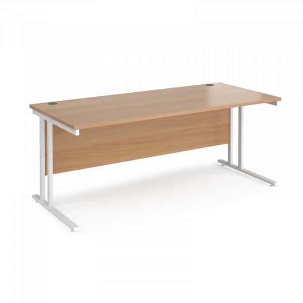 Straight Cantilever Desk | 1800w x 800d mm | Beech Top | White Frame | Maestro 25