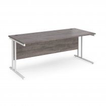 Straight Cantilever Desk | 1800w x 800d mm | Grey Oak Top | White Frame | Maestro 25