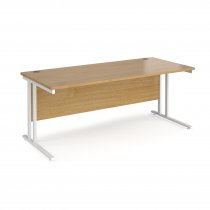 Straight Cantilever Desk | 1800w x 800d mm | Oak Top | White Frame | Maestro 25