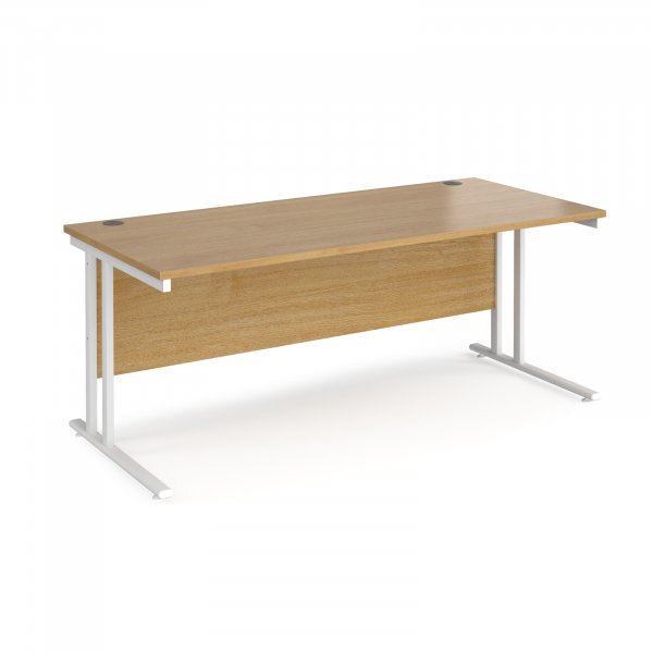 Straight Cantilever Desk | 1800w x 800d mm | Oak Top | White Frame | Maestro 25