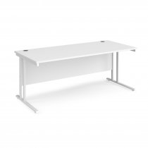 Straight Cantilever Desk | 1800w x 800d mm | White Top | White Frame | Maestro 25