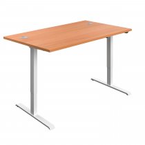 Everyday Single Motor Sit Stand Desk | 1200w x 800d mm | Beech Top | White Frame