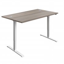 Everyday Single Motor Sit Stand Desk | 1400w x 800d mm | Grey Oak Top | White Frame