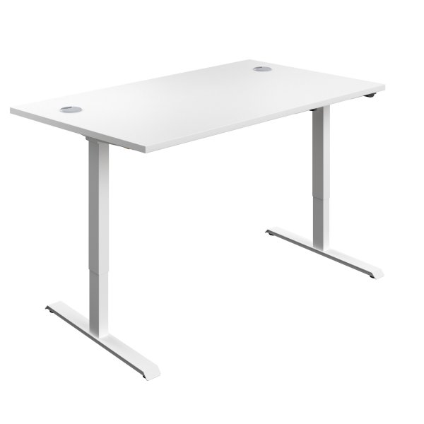 Everyday Single Motor Sit Stand Desk | 1400w x 800d mm | White Top | White Frame