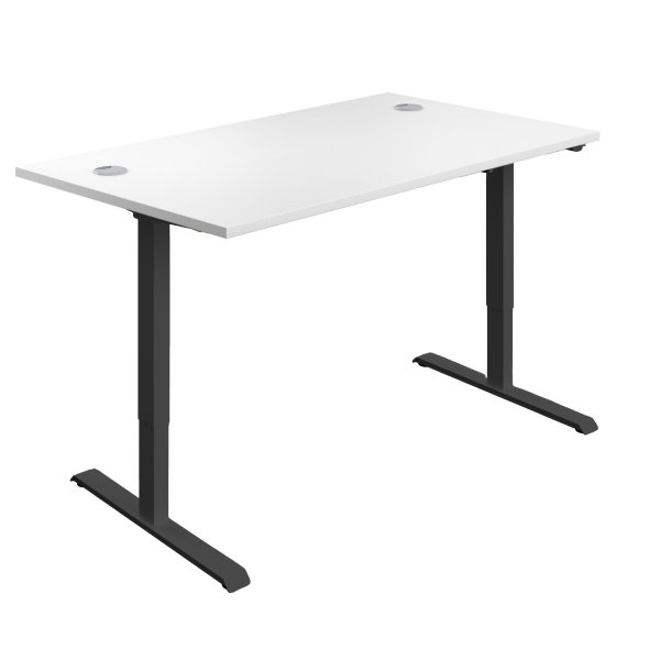 Everyday Single Motor Sit Stand Desk | 1400w x 800d mm | White Top | Black Frame