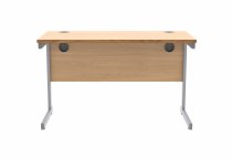 Straight Cantilever Desk | 1200w x 600d mm | Norweigan Beech Top | Silver Frame | Everyday VALUE