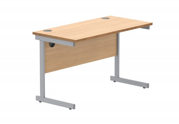 Straight Cantilever Desk | 1200w x 600d mm | Norweigan Beech Top | Silver Frame | Everyday VALUE