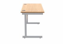 Straight Cantilever Desk | 1200w x 600d mm | Norweigan Beech Top | Silver Frame | Everyday VALUE