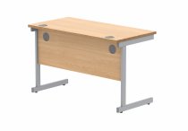 Straight Cantilever Desk | 1200w x 600d mm | Norweigan Beech Top | Silver Frame | Everyday VALUE