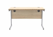 Straight Cantilever Desk | 1200w x 600d mm | Canadian Oak Top | Silver Frame | Everyday VALUE